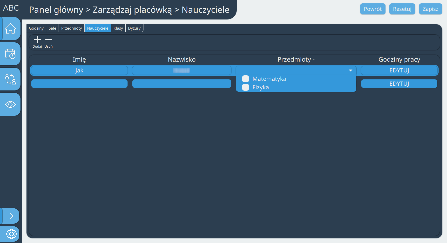 Wybiór nauczanego przedmiotu